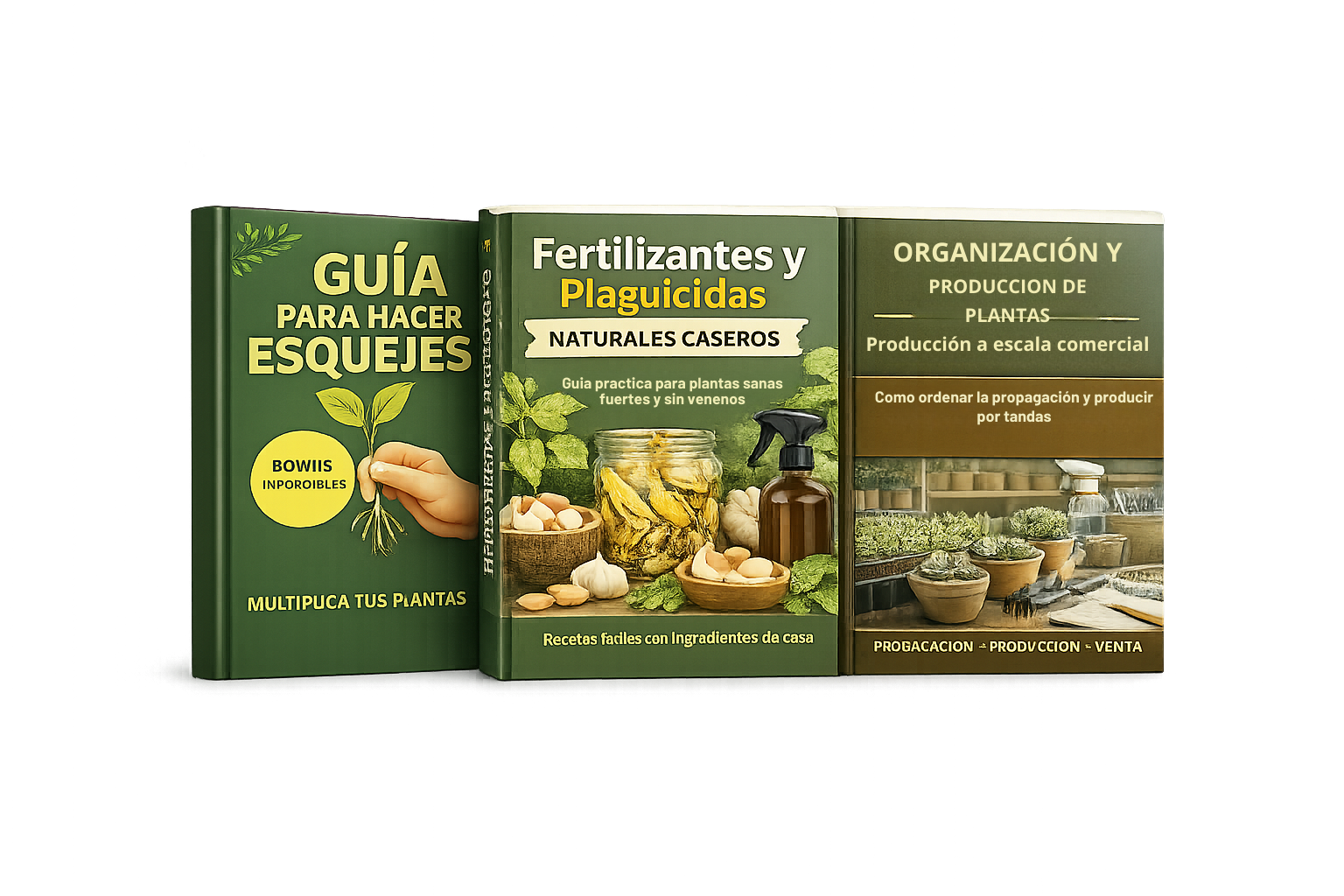 COMBO 3 GUIA PARA HACER ESQUEJES+MANUAL DE FERTILIZANTES Y PLAGUICIDAS NATURALES CASEROS + Organización y Producción de Plantas a pequeña escala comercial